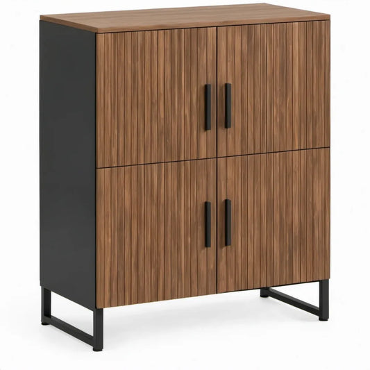 Opbergkast met 4 deuren en 2 legplanken, 80 x 40 x 120 cm, walnootbruin/zwart