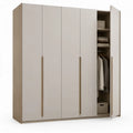 5-deurs kledingkast met kledingroede, 250 x 60 x 220 cm, beige en licht eiken