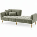 3-zitsbank 210 x 85 x 82 cm olijfgroen fluweel met goudkleurige poten