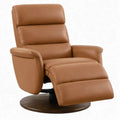 Cognackleurige relaxfauteuil van PU-kunstleer met handmatige voetensteun, 78 x 92 x 105 cm