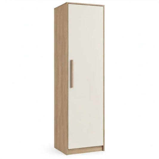 Beige en eiken uitvoering met 1 draaideur, 50 x 52 x 180 cm